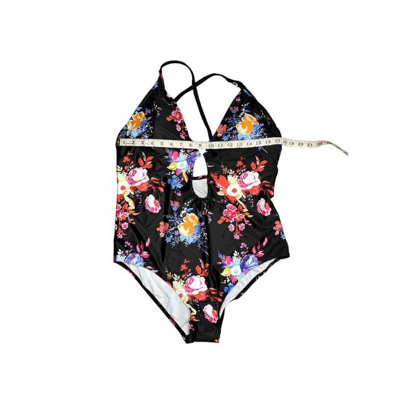 Floral Hollow Out Crisscross Womens One Piece Swimsuit Size 2XL - Picture 6 of 6